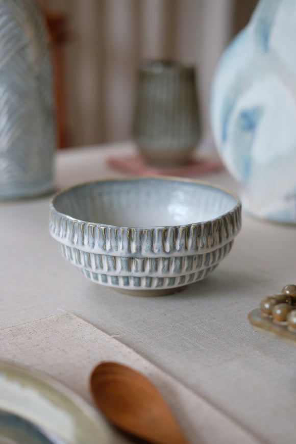 Titanium Triple-Stack Carved Small Bowl