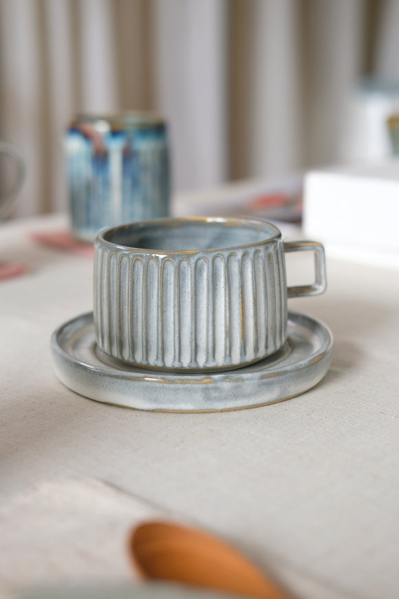 Titanium Carved Cappuccino Cup Set