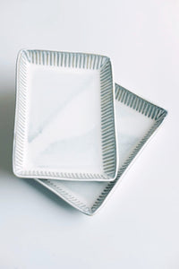 Rectangular Carved Platter in Titanium