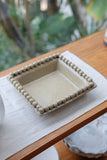 Oatmeal Pearl-Adorned Small Square Plate