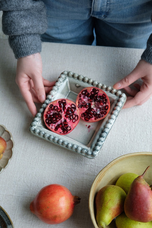 Titanium Pearl-Adorned Small Square Plate